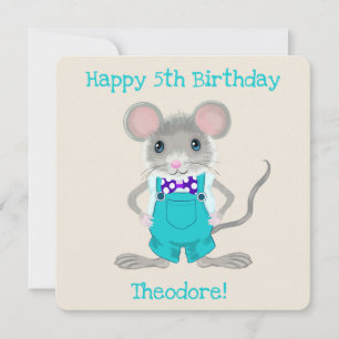Carte De Correspondance Joli et élégant petit souris anniversaire personna