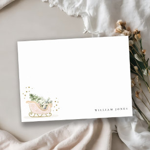 Carte De Correspondance Joli Fard Gold Hiver Traîneau Anniversaire Tout Âg