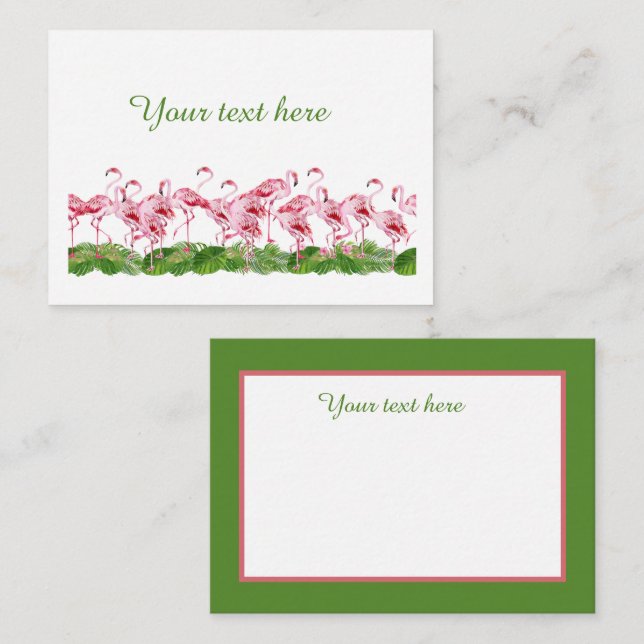 Carte De Correspondance joli flamant rose ajouter du texte  (Devant / Derrière)