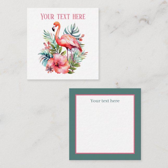 Carte De Correspondance joli flamant rose ajouter nom plage (Devant / Derrière)