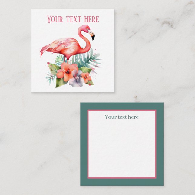 Carte De Correspondance joli flamant rose ajouter nom plage  (Devant / Derrière)