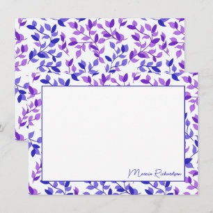 Carte De Correspondance Joli Floraux violets Script moderne Personnalisé