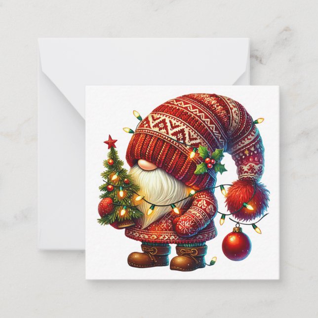 Carte De Correspondance Joli Gnome de Noël (Devant)