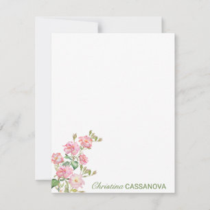 Carte De Correspondance Joli Jardin Floral Rose Aquarelle