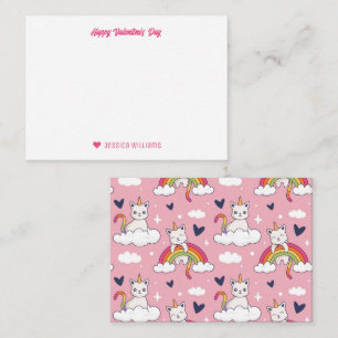 Carte De Correspondance Joli licorne chat arc-en-ciel nuage Saint-Valentin