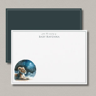 Carte De Correspondance Joli Lion à la Nuit Safari Nursery Merci 