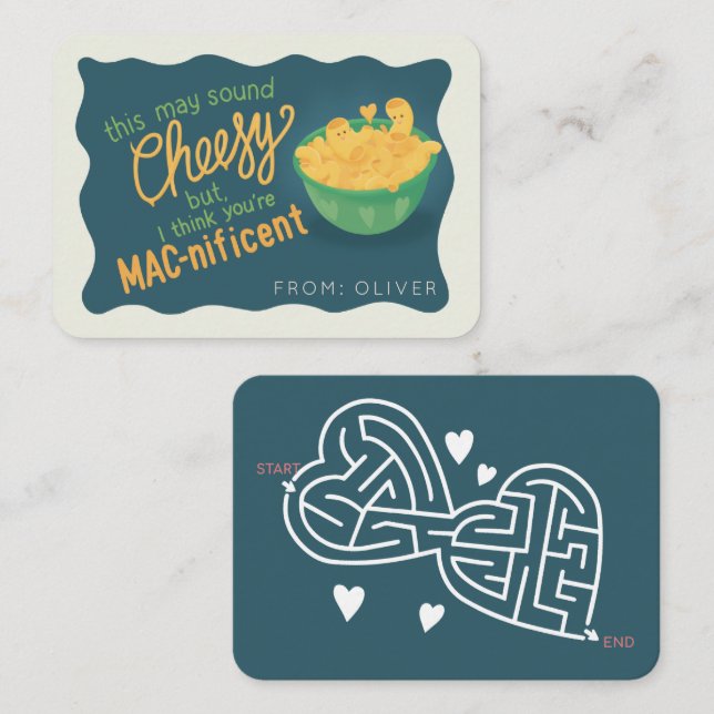 Carte De Correspondance Joli Mac-nifique Mac & Cheese pour la Saint-Valent (Devant / Derrière)