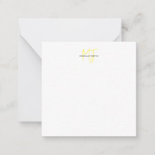 Carte De Correspondance Joli Monogramme Jaune Blanc Moderne Minimaliste