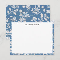 Joli motif floral blanc et bleu correspondance
