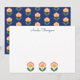 Carte De Correspondance Joli nom personnalisé danois folk fleur bleue