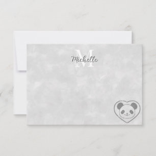 Carte De Correspondance Joli Ours Panda de Dessin Animé Monogramme Personn