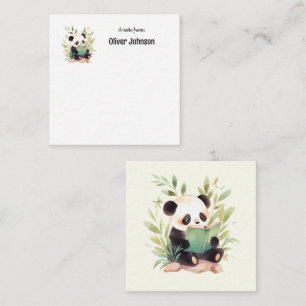 Carte De Correspondance Joli Panda Lisant un Livre Nom
