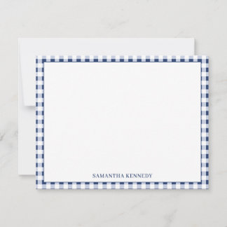 Carte De Correspondance Joli papier personnalisé à carreaux bleu marine pr