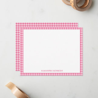 Carte De Correspondance Joli papier personnalisé à carreaux rose prépa 