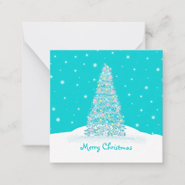 Carte De Correspondance Joli petit sapin de Noël sarcelle aqua (Devant)