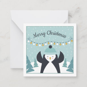 Carte De Correspondance Joli pingouin d'hiver Art Joyeux Noël