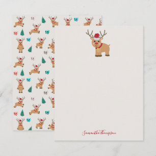 Carte De Correspondance Joli Renne de Noël Nom Personnalisé