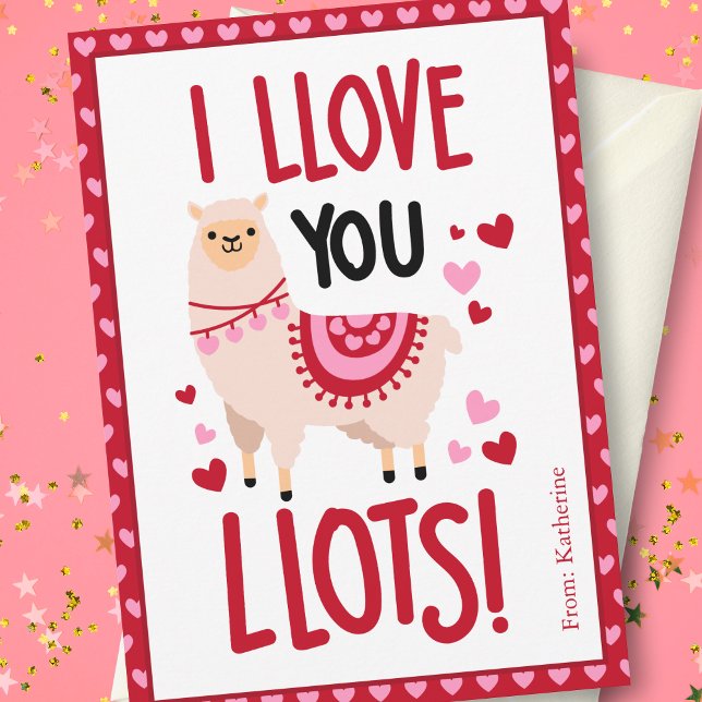 Carte De Correspondance Joli rose Valentine's Day Llama classe (Créateur téléchargé)