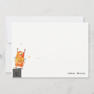 Carte De Correspondance Joli Yellow Orange One Eyed Monster Anniversaire d