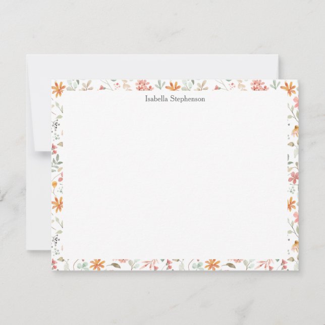 Carte De Correspondance Jolie aquarelle Floral Pastel Personnalisé (Devant)