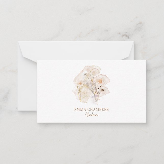 Carte De Correspondance Jolie aquarelle Rustique Pressé Fleurs Gardener (Devant)