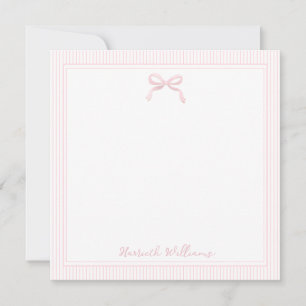 Carte De Correspondance Jolie bordure rose clair à ruban et rayures