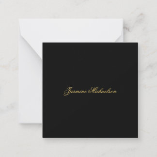 Carte De Correspondance Jolie calligraphie chic nom noir et or