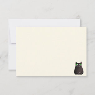Carte De Correspondance Jolie chatte noire couverture crème blanc cassé