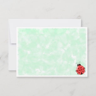 Carte De Correspondance Jolie coccinelle Fond aquarelle verte Vierge
