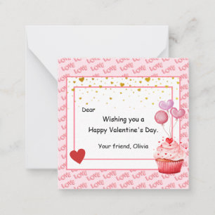 Carte De Correspondance Jolie Cupcake Saint-Valentin pour les enfants