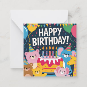 Carte De Correspondance Jolie fête d'anniversaire animal Design pour enfan