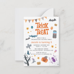 Carte De Correspondance Jolie fête d'anniversaire Halloween 5 ans Trick or