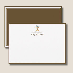 Carte De Correspondance Jolie Girafe Cocoa Marron Bordure Nurserie Nouveau