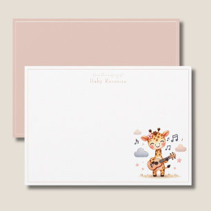 Carte De Correspondance Jolie girafe guitare Baby Shower Nursery Merci
