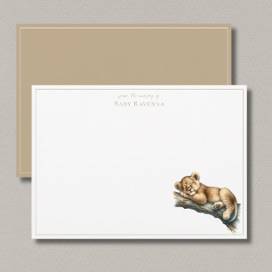 Carte De Correspondance Jolie lion dormant safari nurserie Merci