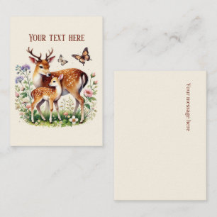Carte De Correspondance Jolie maman et bébé cerf ajoutez votre message