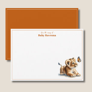 Carte De Correspondance Jolie nurserie chic orange brûlé Lion Remerciement