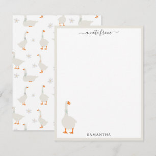 Carte De Correspondance Jolie oie dessinée à la main & marguerites nom per