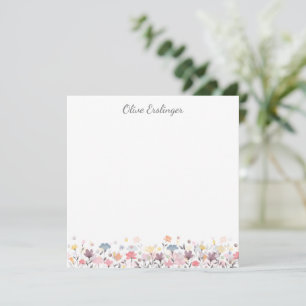 Carte De Correspondance Jolie Pastel Aquarelle Bordure Fleur Personnalisée