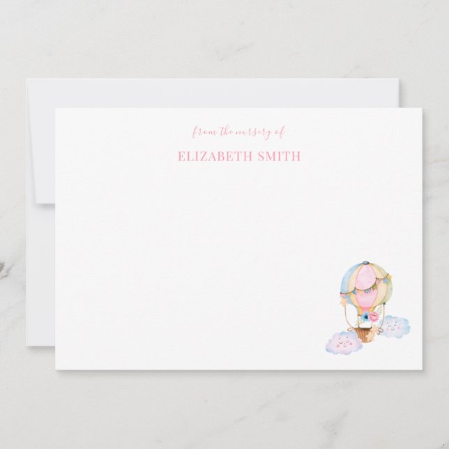 Carte De Correspondance Jolie petite fille douche chaude ballon rose (Devant)