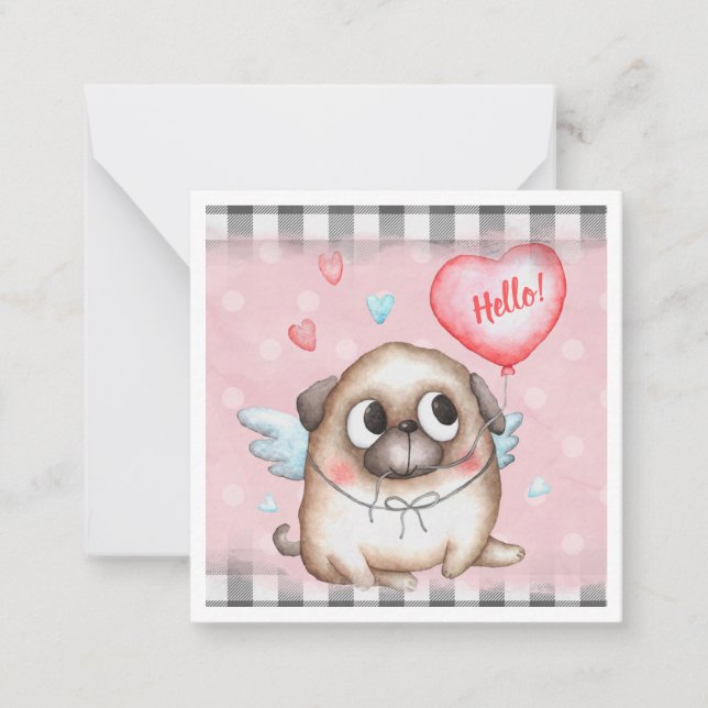 Carte De Correspondance Jolie Pug Saint-Valentin (Devant)