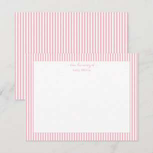 Carte De Correspondance Jolie rayures roses pour la nurserie de bébé fille