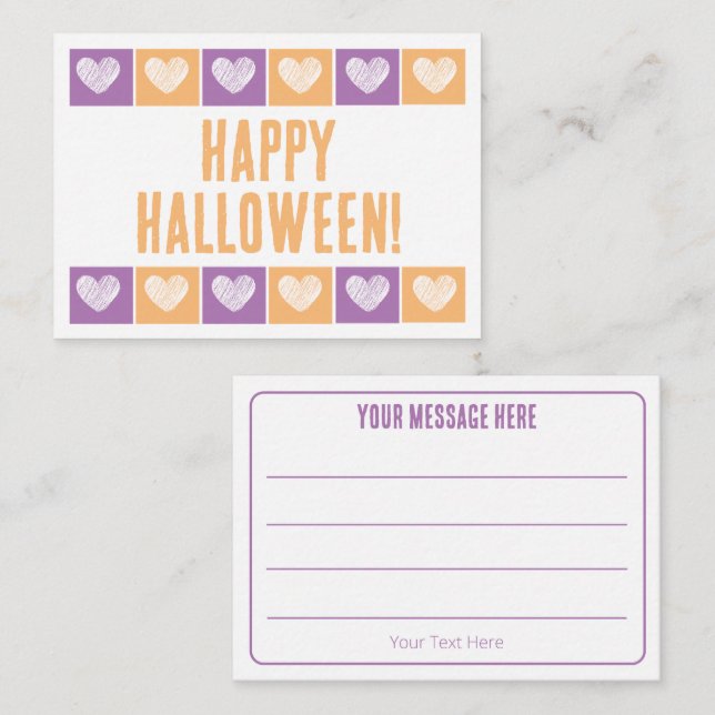 Carte De Correspondance Jolie typographie Halloween heureux Ligné Mini (Devant / Derrière)