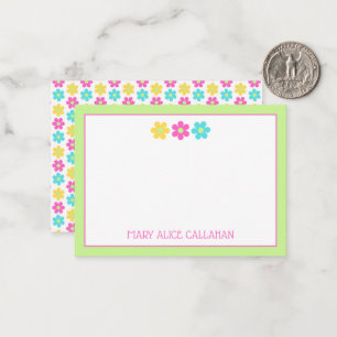 Carte De Correspondance Jolies fleurs rétro jaunes roses bleues