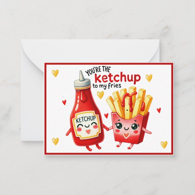 Carte De Correspondance Jolies Frites Kawaii et Ketchup (Devant)