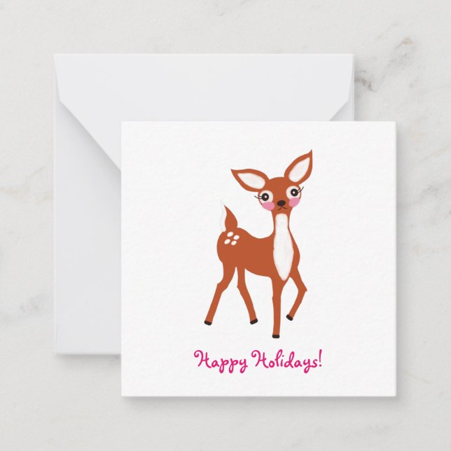 Carte De Correspondance Jolis Cerfs Mini Noël (Devant)