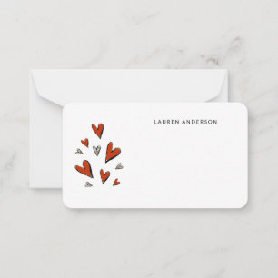 Carte De Correspondance Jolis cœurs rouges à l'aquarelle Little