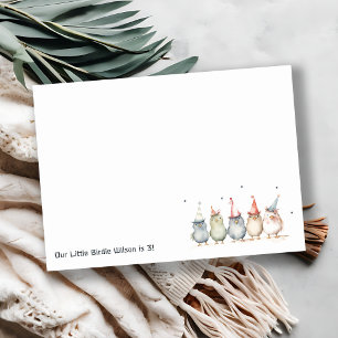 Carte De Correspondance Jolis Petits Oiseaux de Fête pour Anniversaire d'E