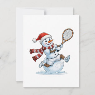 Carte De Correspondance Joueur de tennis bonhomme de neige Noël 2026 Vacan