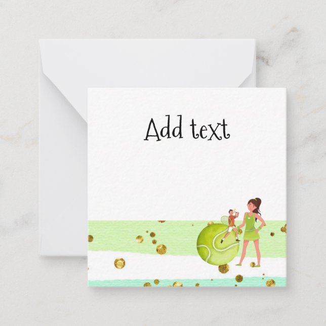 Carte De Correspondance Joueuse de tennis tient raquette et balle (Devant)